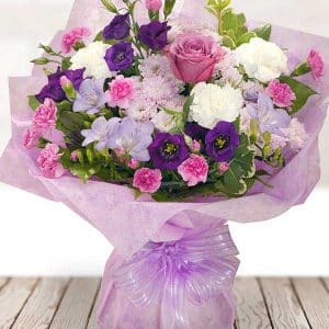 Princess Bouquet in purple, pink and cream stems